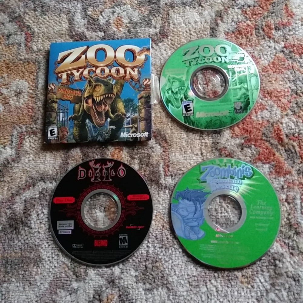 Lot 5 Zoo Tycoon Dinosaur Digs PC 2002 Game Diablo 2 Zoombinis SimCity 3000 Dune